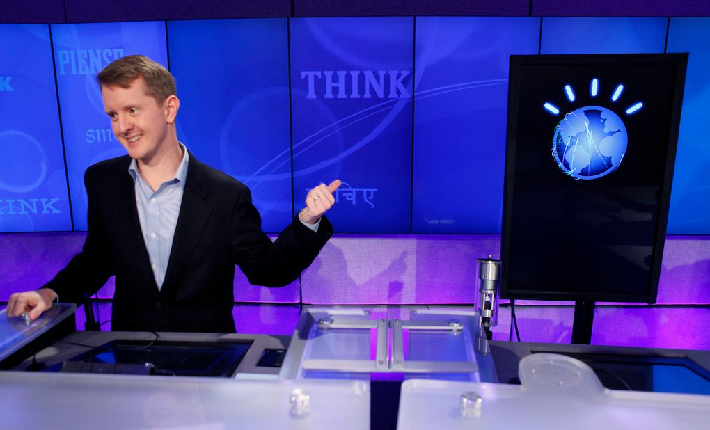 “Jeopardy!” contestant Ken Jennings was defeated by IBM’s Watson in 2011. He wrote “I for one welcome our new computer overlords” alongside his Final Jeopardy answer. (Seth Wenig / The Associated Press, file)