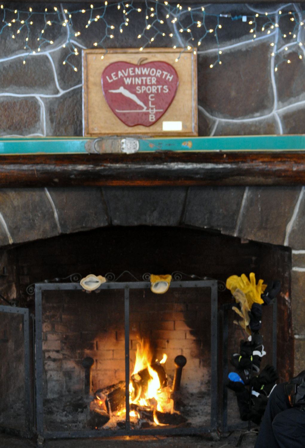 After fun in the snow, warm up at the fireplace in the vintage lodge at Leavenworth Ski Hill. (Jeff Layton)