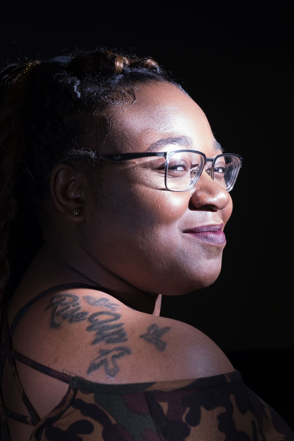 Katera Howard, 17, is hoping for a ticket miracle that will allow her to see the show in Seattle. A “Hamilton” superfan, she even has “Rise Up,” a lyric from the musical, tattooed on her shoulder. (Dean Rutz/The Seattle Times)
