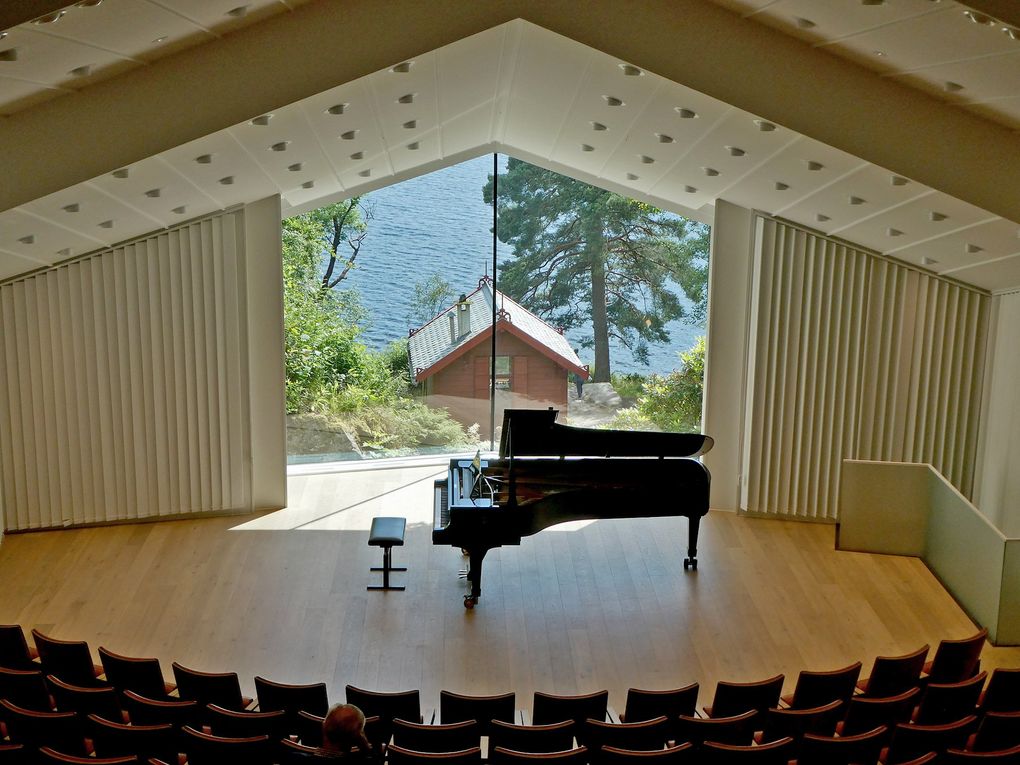 The recital hall at composer Edvard Grieg’s home and museum, near Bergen, is an acoustical gem with a view of Grieg’s composing hut. (Sarah Bryan Miller/TNS)