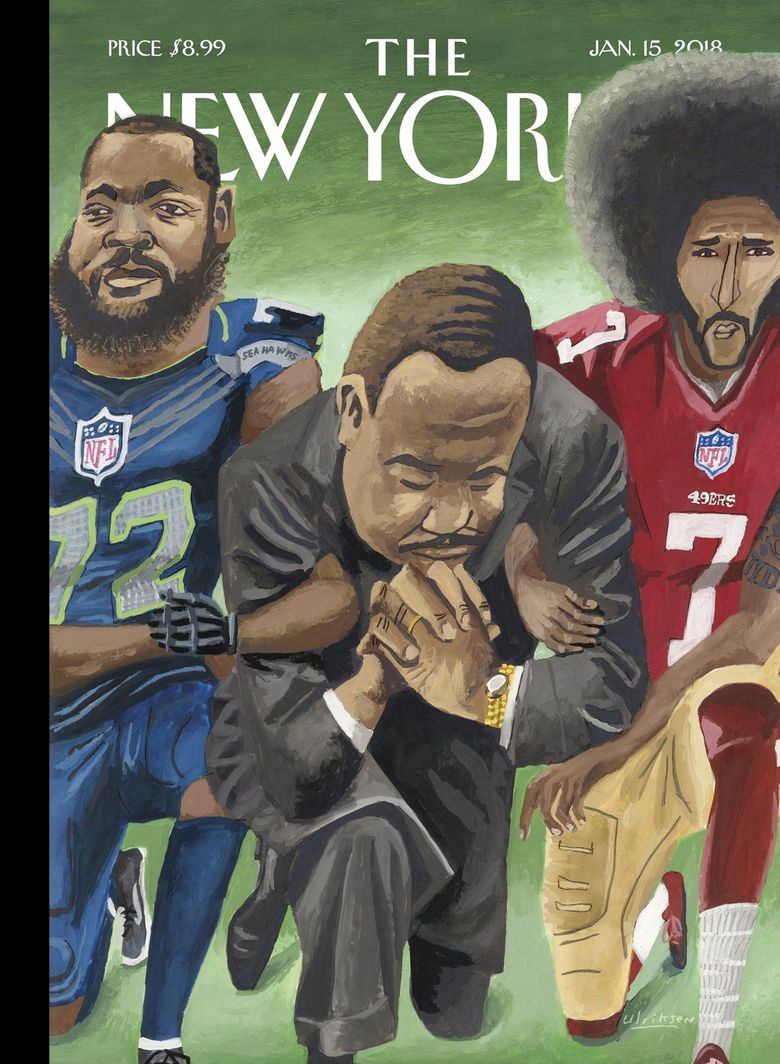 Seahawks' Michael Bennett appears on New Yorker cover next to Colin  Kaepernick and Martin Luther King Jr.