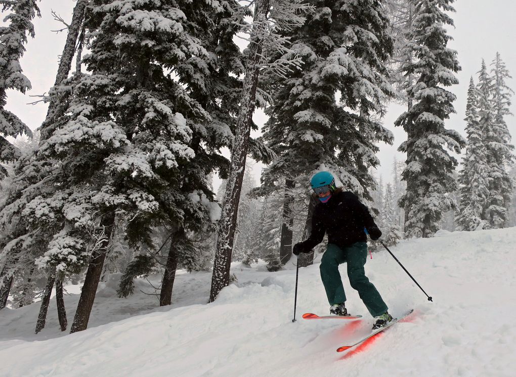 A skier turns on the slopes of Hercules, an advanced run on Chair 3 at North Idaho’s Lookout Pass. (John Nelson)