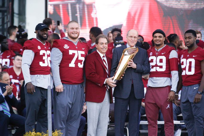 Alabama's national championship trophy shattered