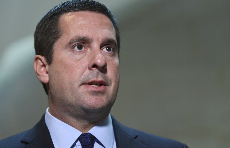 File-This Oct. 24, 2017, file photo shows House Intelligence Committee Chairman Rep. Devin Nunes, R-Calif., speaking on Capitol Hill in Washington. Twitter accounts linked to Russian influence operations are pushing a conservative meme related to the investigation of Russian election interference, researchers say. (AP Photo/Susan Walsh, File) NYSH108 NYSH108