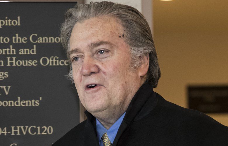 Steve Bannon, President Donald Trump’s former chief strategist, arrives for questioning by the House Intelligence Committee as part of its ongoing investigation into meddling in the U.S. elections by Russia, at the Capitol in Washington, Thursday, Feb. 15, 2018. (AP Photo/J. Scott Applewhite) DCSA102 DCSA102