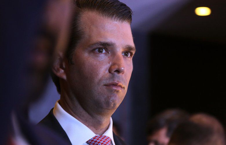 The eldest son of U.S. President Donald Trump, Donald Trump Jr. arrives for a meeting with journalists in Kolkata, India, Wednesday, Feb. 21, 2018. Trump Jr. said any talk that his family was profiting from his father’s presidency was “nonsense” as he began a visit to India to promote real estate deals that bear his family’s name. (AP Photo/Bikas Das) BDX101 BDX101