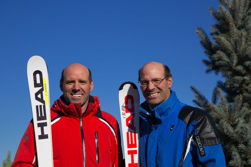 Phil Mahre, left, and his twin brother Steve in 2016. (Photo by Shannon Mahre of Mahre Media)