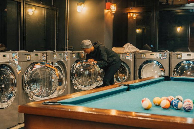 The laundry room at a WeLive facility, a complex of about 200 fully furnished apartments rented out on a short-term basis, in New York. (COLE WILSON/NYT)