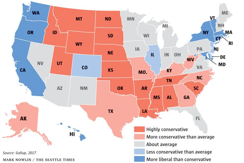Us Map Of Conservative States