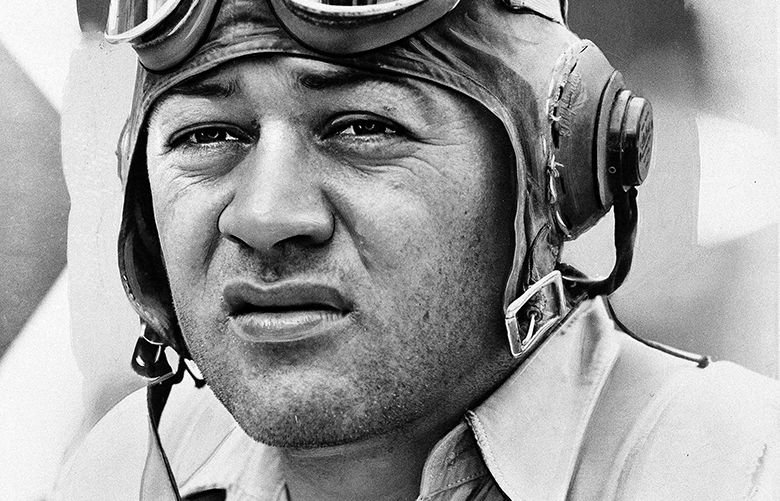Medal Of Honor winner Gregory “Pappy” Boyington, 59, credited with destroying 28 Japanese planes during World War II, is shown in this 1944 file photo. The University of Washington’s student government has come under attack on talk radio and the Internet after deciding not to support the creation of a campus memorial to alumnus and World War II hero Gregory “Pappy” Boyington.  (AP Photo)

WXS101