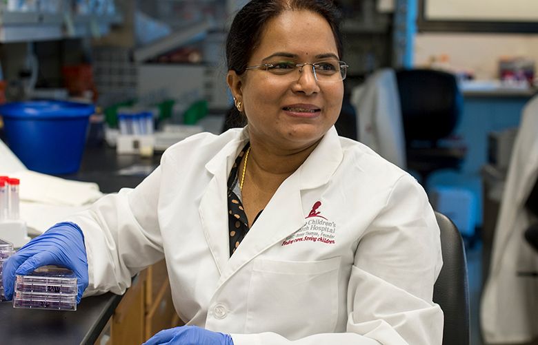 Dr. Thirumala-Devi Kanneganti in her lab in the immunology department at St. Jude Children’s Research Hospital in Memphis,  Tennessee. (Brandon Dill / The New York Times) 