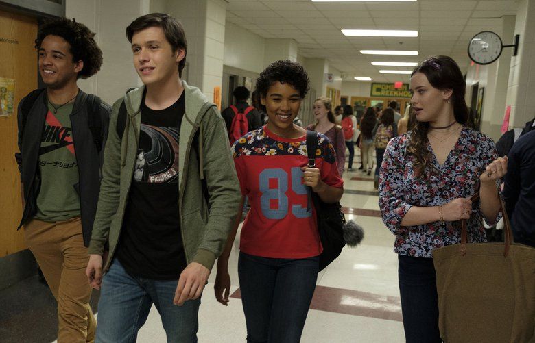 The cast of “Love, Simon” includes, from left, Jorge Lendeborg, Nick Robinson, Alexandra Shipp and Katherine Langford.