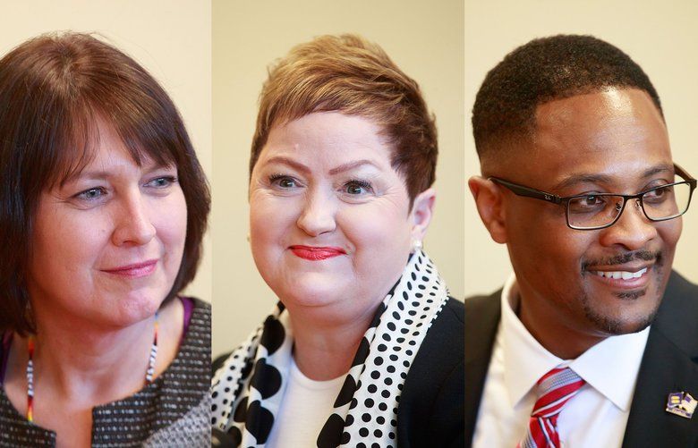 From left: Denise Juneau, Jeanice Kerr Swift and Andre Spencer are the three finalists for the next Seattle School District superintendent.