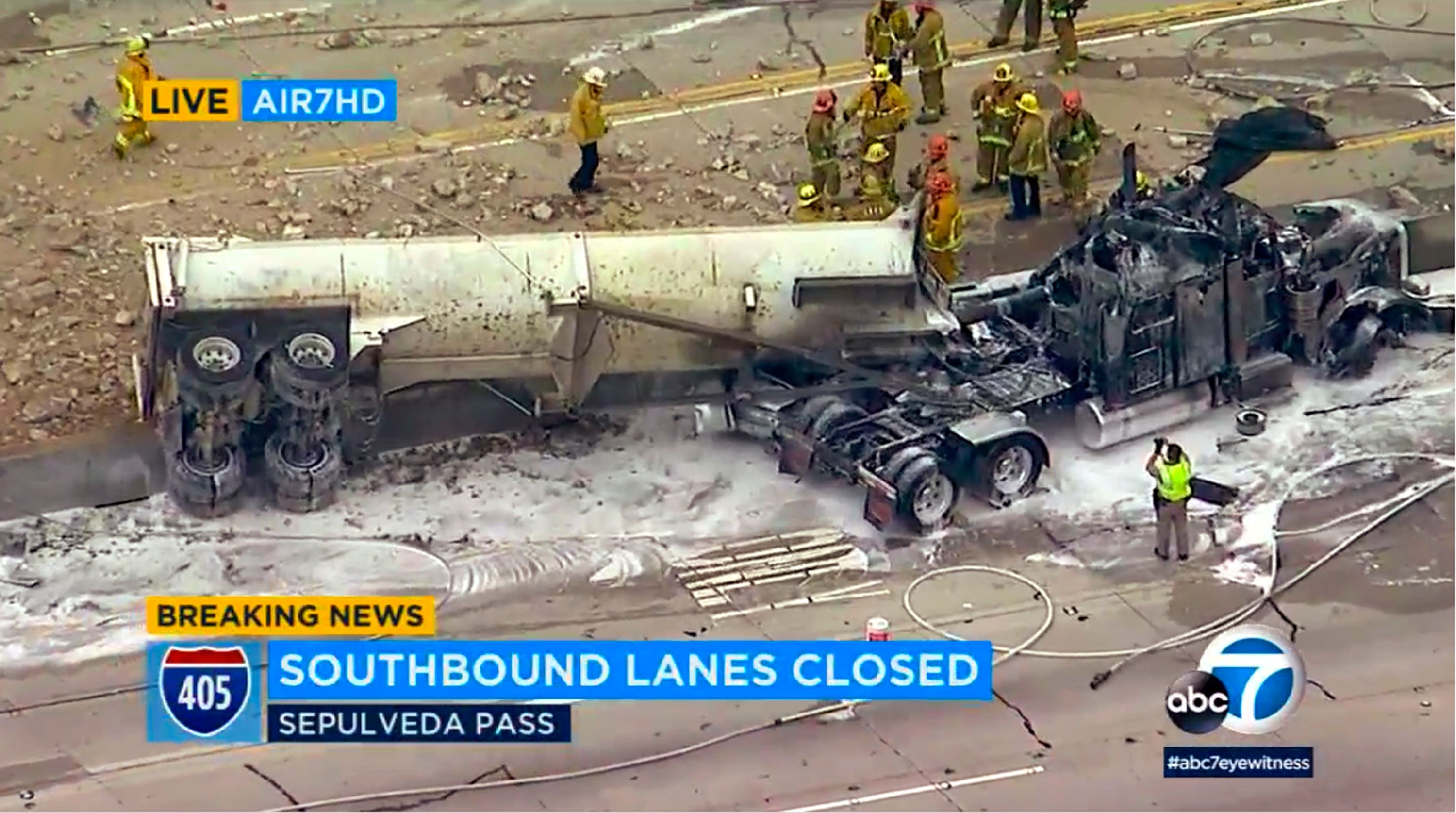 Fiery LA Freeway Big Rig Crash Injures 3 | The Seattle Times