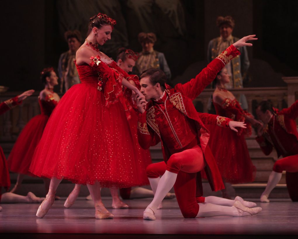 Steven Loch performs with Elle Macy and Pacific Northwest Ballet company dancers in Kent Stowell’s “Cinderella.” Loch says that obsessive thoughts decrease when he performs. “When I step onto the stage and start dancing, my body says: ‘It’s performance time.’ Something deep inside of me flips the switch.” (Lindsay Thomas)