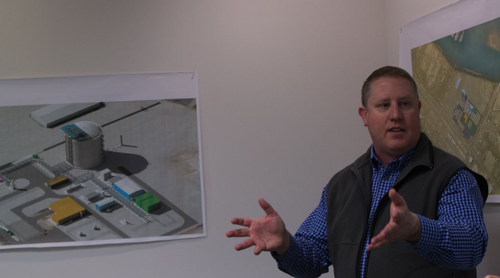 Consulting project manager Jim Hogan talks about Puget Sound Energy’s Tacoma LNG plant. “I’m proud of this project. I tell my kids about it.” (Ellen M. Banner/The Seattle Times)