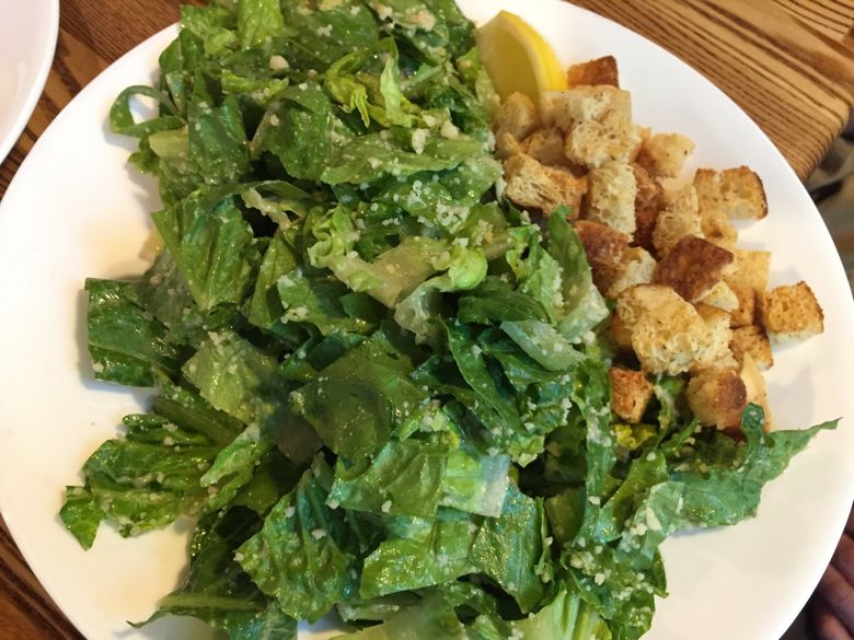 Breezy Town Pizza’s Caesar salad is a simple, classic beauty.  (Bethany Jean Clement / The Seattle Times)