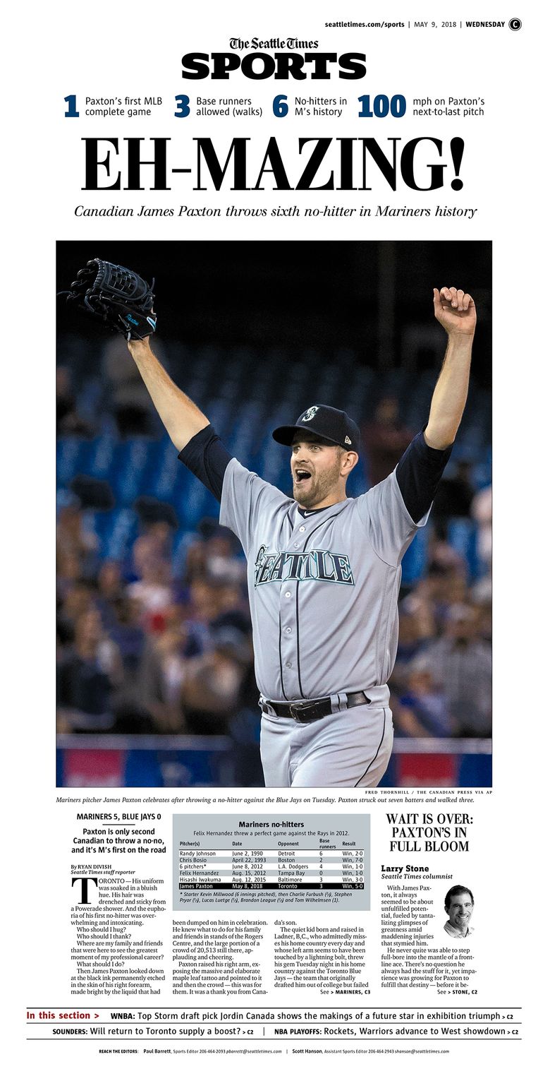 No-Canada! Mariners' Paxton pitches no-hitter in Toronto