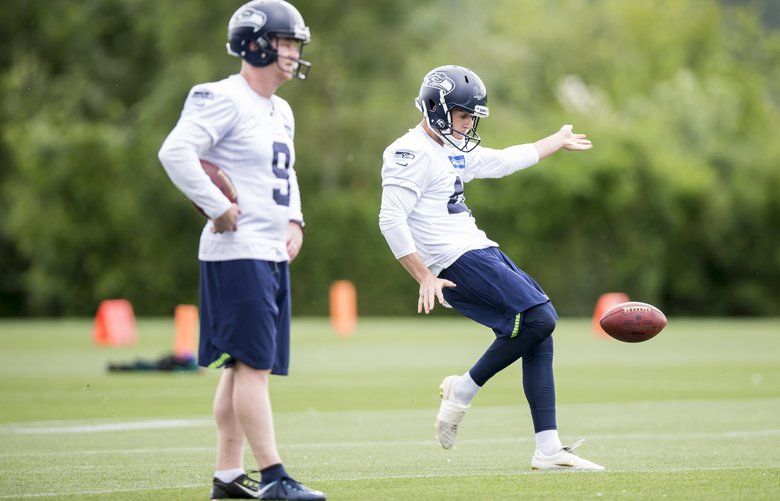 Seattle Seahawks punter Michael Dickson (4) punts before an NFL football  game against the Los Angeles Chargers , Sunday, Oct. 23, 2022, in  Inglewood, Calif. (AP Photo/Kyusung Gong Stock Photo - Alamy