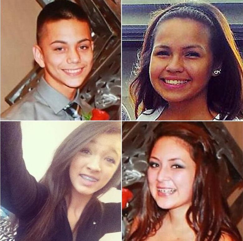 From top left going clockwise, Marysville-Pilchuck High School shooting victims Andrew Fryberg, Shaylee Chuckulnaskit, Zoe Galasso, and Gia Soriano.  (Courtesy Photos)