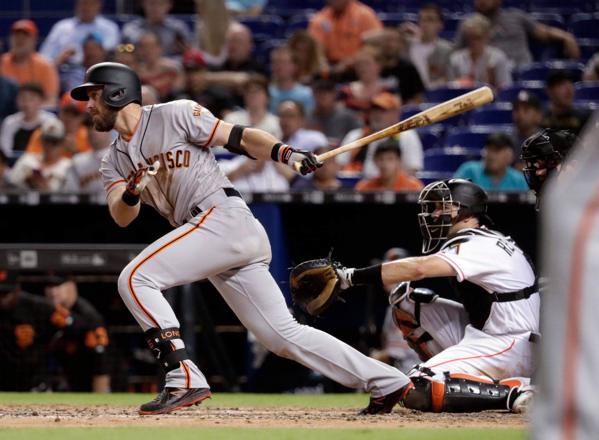 Giants 3B Longoria has broken hand after being hit by pitch