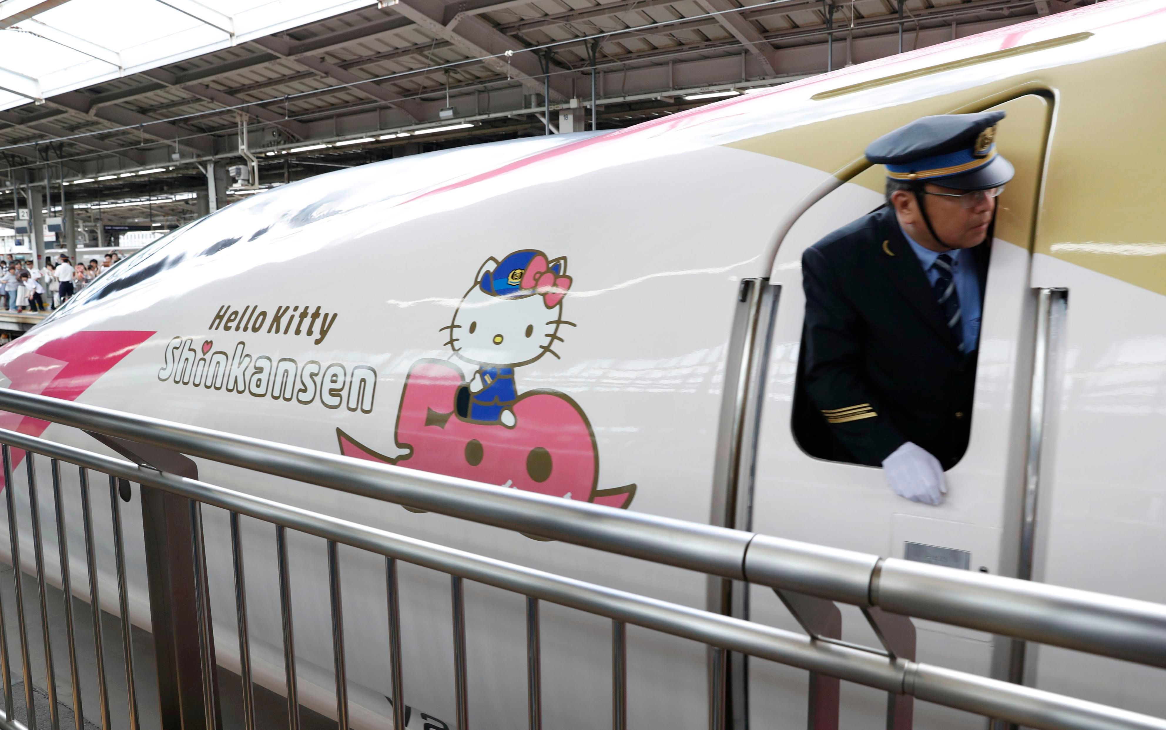 All aboard Hello Kitty: Pink bullet train debuts in Japan