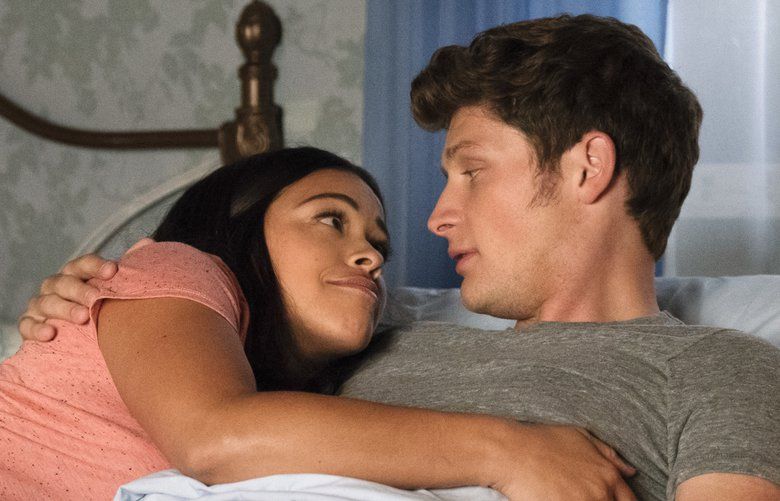 Jane The Virgin — “Chapter Forty-Six” — Image Number: JAV302b_238.jpg — Pictured (L-R): Gina Rodriguez as Jane and Brett Dier as Michael — Photo: Michael Desmond/The CW — © 2016 The CW Network, LLC. All rights reserved.
