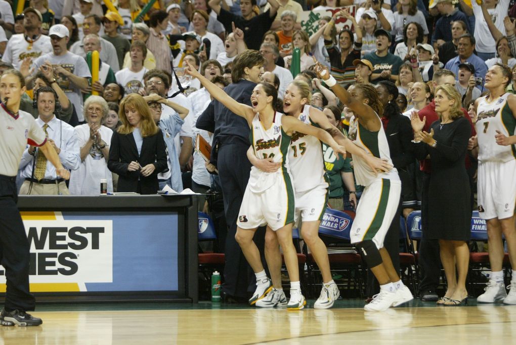 Led by Sue Bird and Lauren Jackson, the Seattle Storm won the 2004 WNBA title by beating Connecticut at KeyArena in the finals.
(Rod Mar / The Seattle Times)