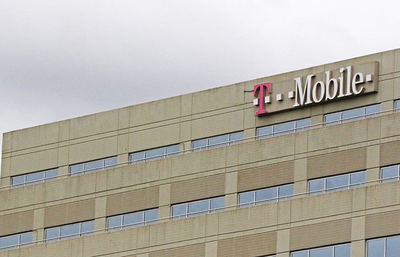 On Monday, May 15, 2017, the T-Mobile headquarters has signage at the top of their building headquarters in Factoria.