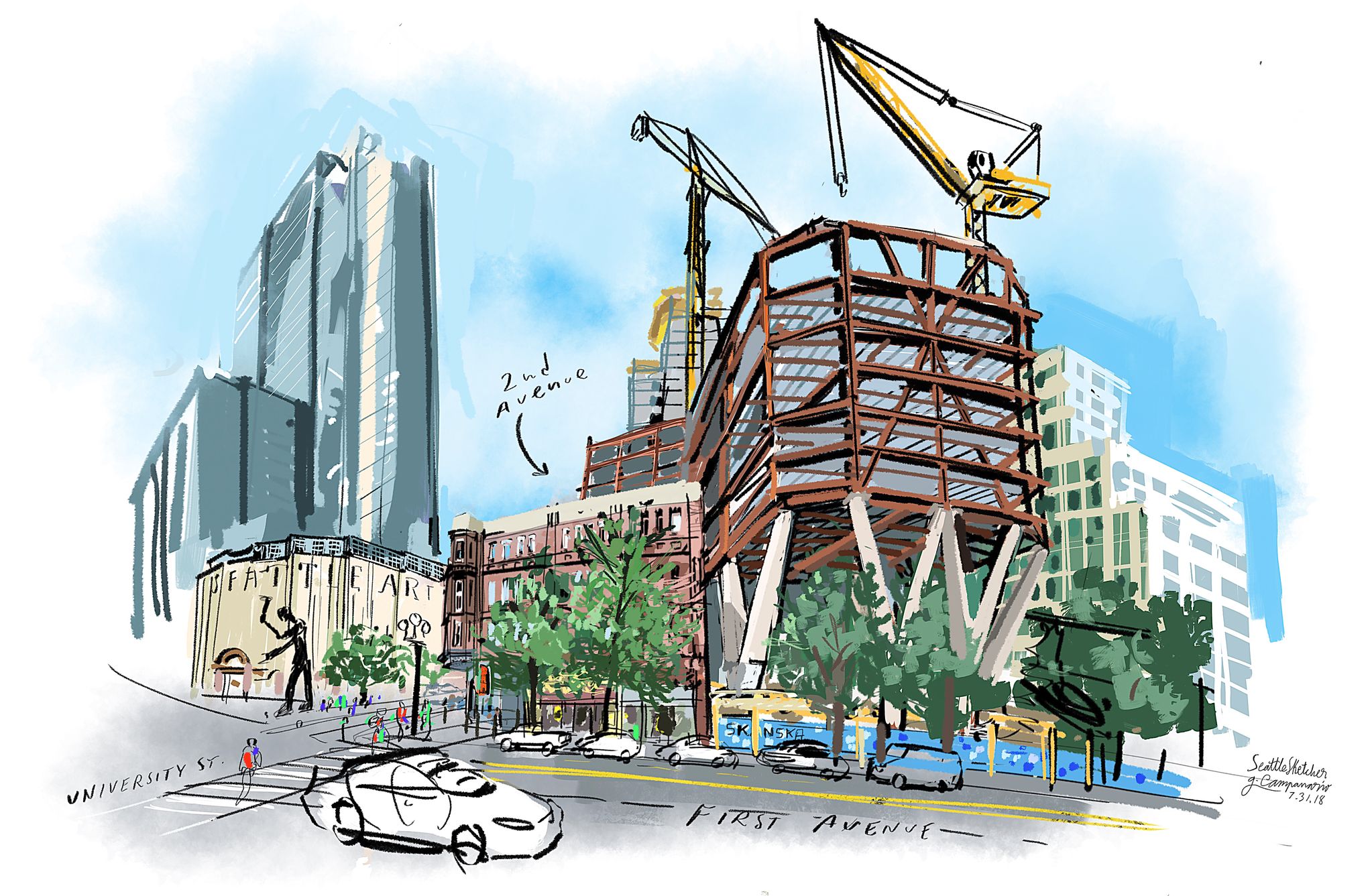 New downtown Seattle tower busts out of the usual box at street level ...