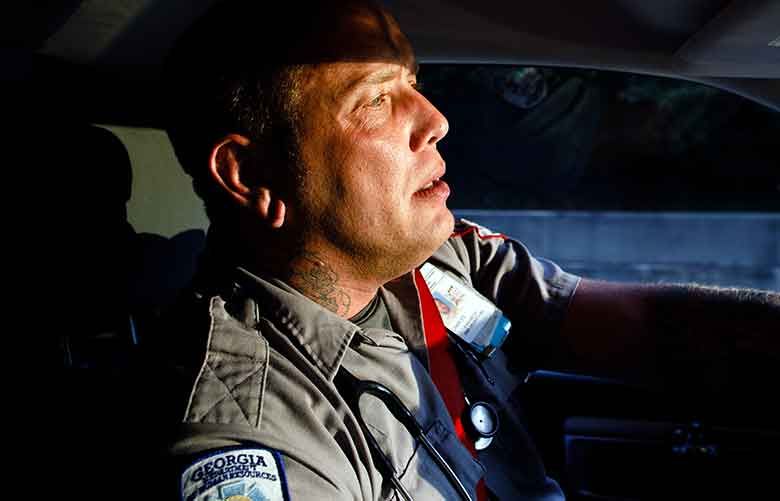 Charlie Rose, a paramedic with Grady EMS in Atlanta, says working the night shift entails responding to “the most stabbings, shootings and drug overdoses. (Dustin Chambers / The New York Times)