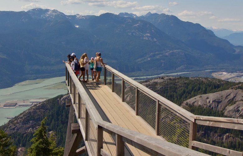 Overlooks from trails around the Sea to Sky Gondola give expansive views of Howe Sound, Squamish, and surrounding mountains.