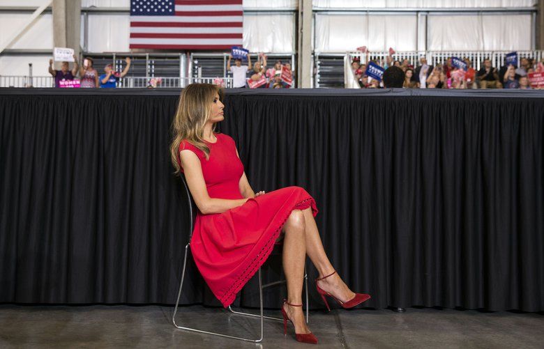 FILE — First lady Melania Trump attends a rally for President Donald Trump, in Melbourne, Fla., on Feb. 18, 2017.  On many matters, the first lady has directed her East Wing staff to operate independently of the West Wing, and she is still keeping Washington at a distance. (Al Drago/The New York Times) XNYT7 XNYT7
