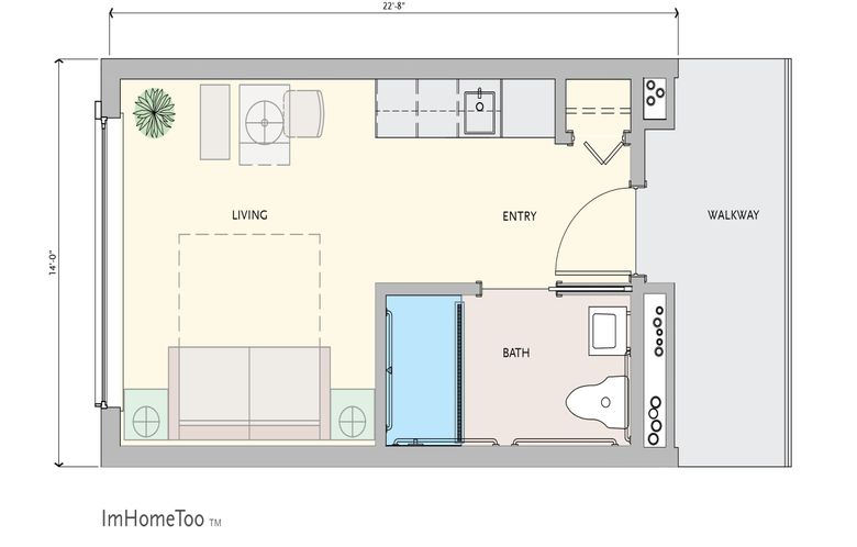 An artist’s rendering of a single-unit modular housing facility planned by King County. (Courtesy of King County)