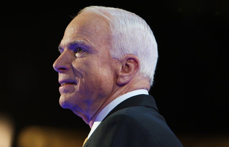 FILE — Sen. John McCain (R-Ariz.) on the final day of the 2008 Republican National Convention in St. Paul, Minn., Sept. 4, 2008. McCain’s death has led to a vacant Senate seat in Arizona. Its governor must navigate a divided Republican Party to appoint a replacement, who will serve until a special election in 2020. (Todd Heisler/The New York Times) XNYT223 XNYT223