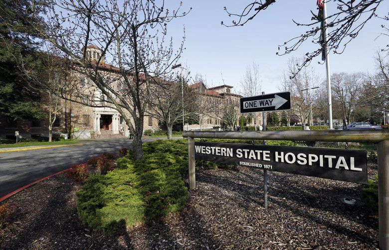 A sign sits by the entrance to Western State Hospital on Tuesday, April 11, 2017, in Lakewood, Wash. Gov. Jay Inslee spoke with media members Tuesday after touring the state’s largest psychiatric hospital to get an update on its efforts to address safety problems that got it into trouble with federal regulators. Western State Hospital is at risk of losing millions in federal funds over health and safety violations that were discovered last year. (AP Photo/Elaine Thompson) WAET106 WAET106