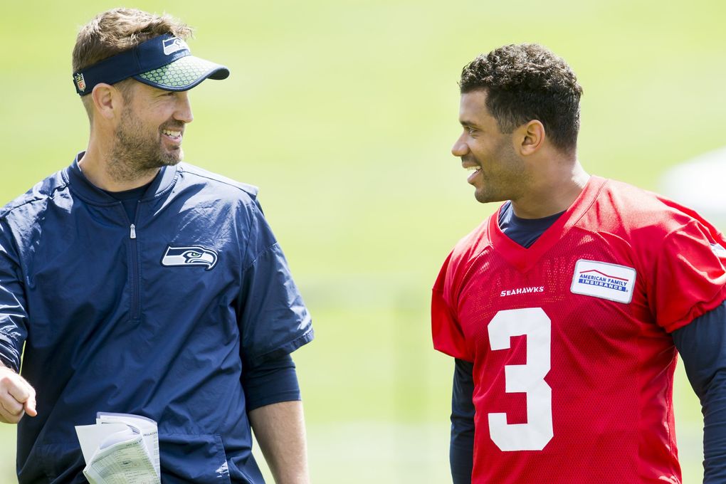 Offensive coordinator Brian Schottenheimer has established a good rapport with Seahawks quarterback Russell Wilson. (Bettina Hansen / The Seattle Times)
