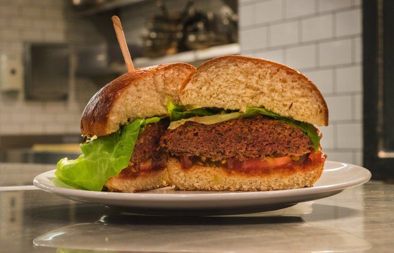 FILE – A new version of the Beyond Meat’s vegan burger at Haven’s Kitchen in New York, March 31, 2016. Tyson, the countryâ€™s largest meat processor, announced that it is investing an undisclosed amount for a 5 percent stake in Beyond Meat, which makes the plant-protein Beyond Burger. (Angel Franco/The New York Times)