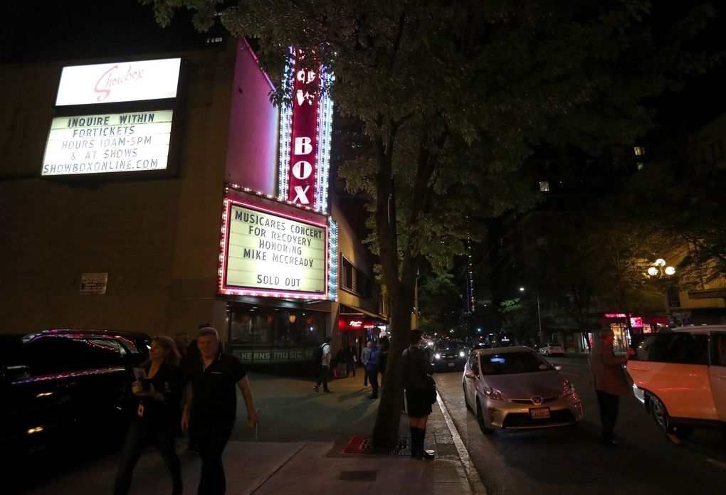 The Showbox, open since 1939, has hosted big acts from the jazz age to the grunge era to today’s pop stars. It is shown here on May 10, 2018. (Dean Rutz / The Seattle Times)