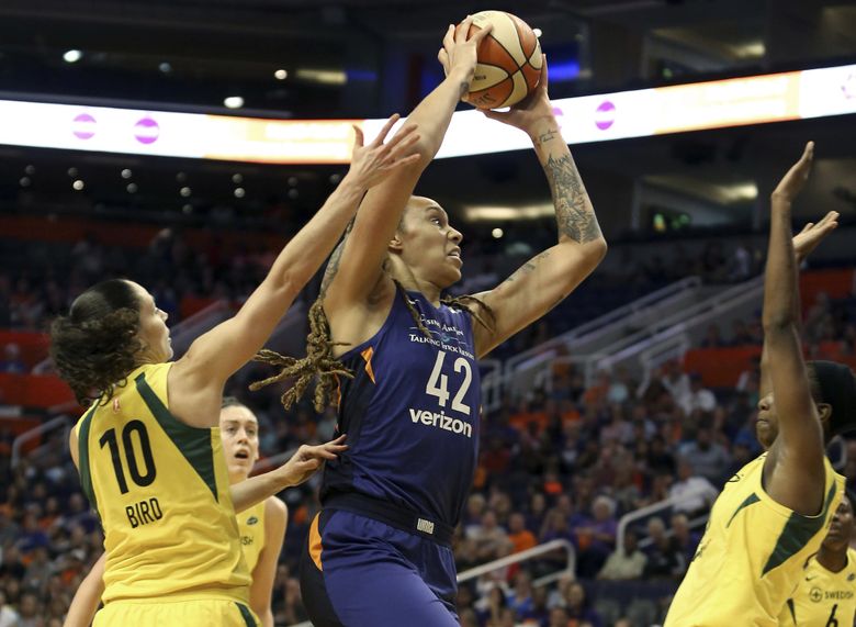 Seattle Storm guard Sue Bird drives the ball down court against