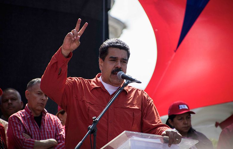President Nicolas Maduro speaks to supporters during a rally in Caracas, Venezuela, on February 27, 2018. (Rayner Pena/DPA/Abaca Press/TNS)