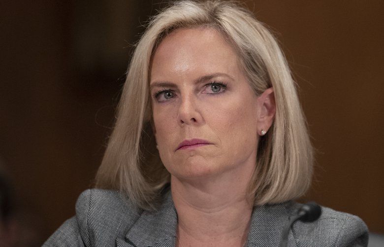 Homeland Security Secretary Kirstjen Nielsen testifies during a hearing of the Senate Committee on Homeland Security & Governmental Affairs, on Capitol Hill, Wednesday, Oct. 10, 2018 in Washington. (AP Photo/Alex Brandon) OTKAB OTKAB