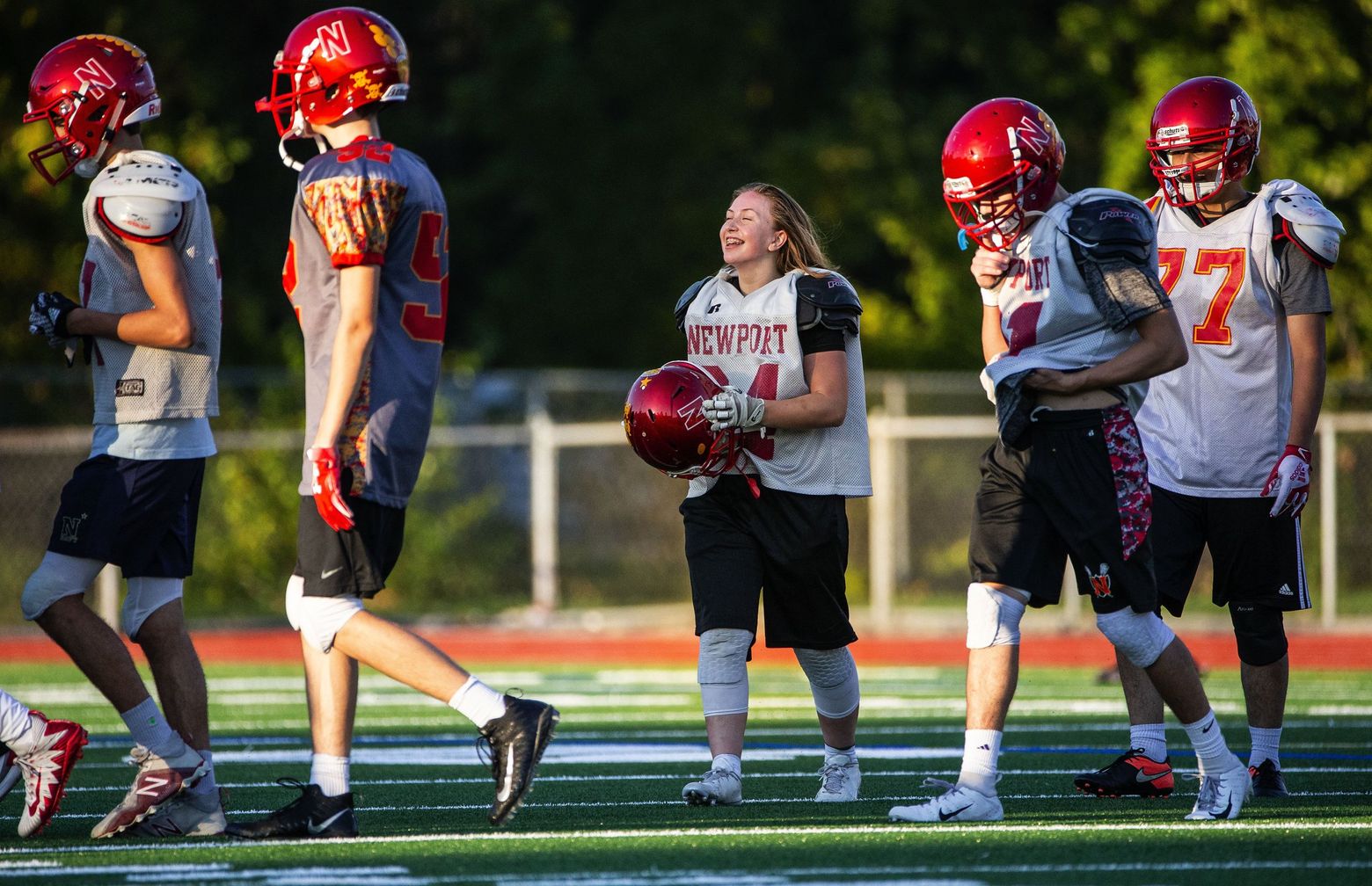 A battle for respect, then in the trenches: For Newport's Jenna Martz,  football is feminism | The Seattle Times