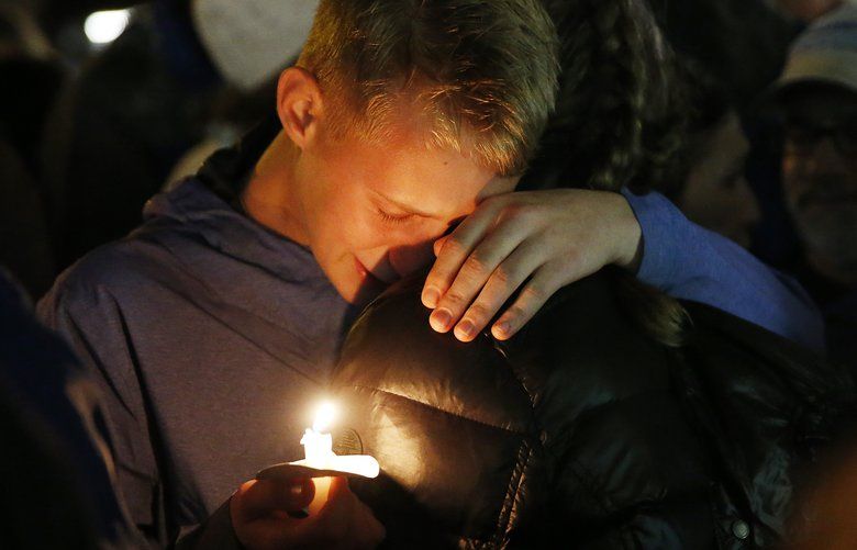 An interfaith vigil after a mass shooting at the Tree of Life synagogue left 11 dead, at the nearby Sixth Presbyterian Church in Pittsburgh, Oct. 27, 2018. Authorities on Sunday identified the 11 victims of the shooting in which a man armed with an AR-15-style assault rifle and three handguns shot into a morning worship service in the deadliest attack against the Jewish community in the United States in decades. (Jared Wickerham/The New York Times) XNYT15 XNYT15