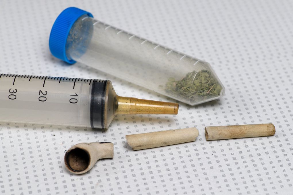 Pipes and pipe fragments from the Columbia River Basin were tested by Washington State University researchers. (Robert Hubner / WSU Photo Services)