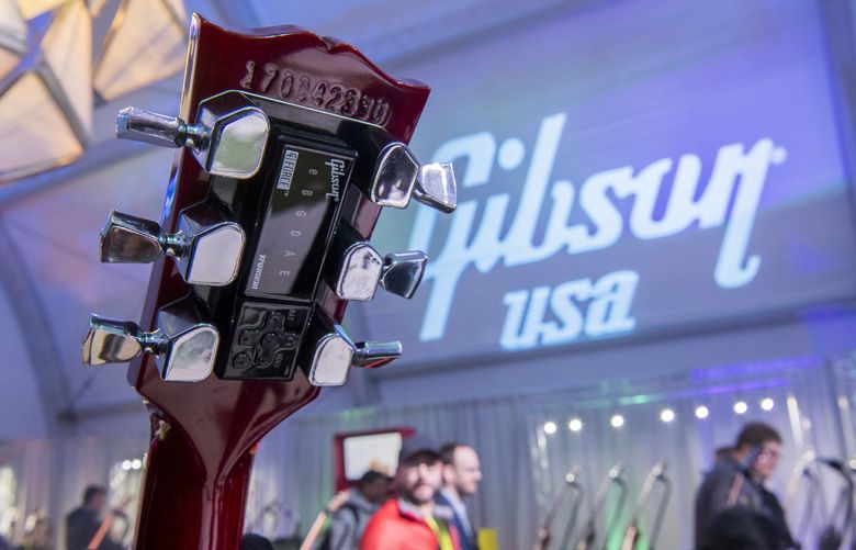 The Gibson Brands G Force Automatic Tuning System is seen on a Gibson Les Paul guitar at the 2017 Consumer Electronics Show in Las Vegas on Jan. 6, 2017. MUST CREDIT: David Paul Morris/Bloomberg
