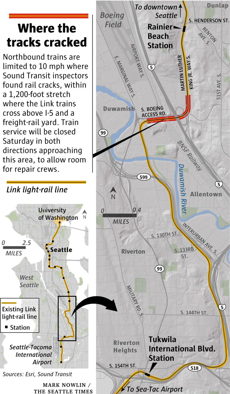 Cracked tiles mean light rail in Rainier Valley will run less often this  summer