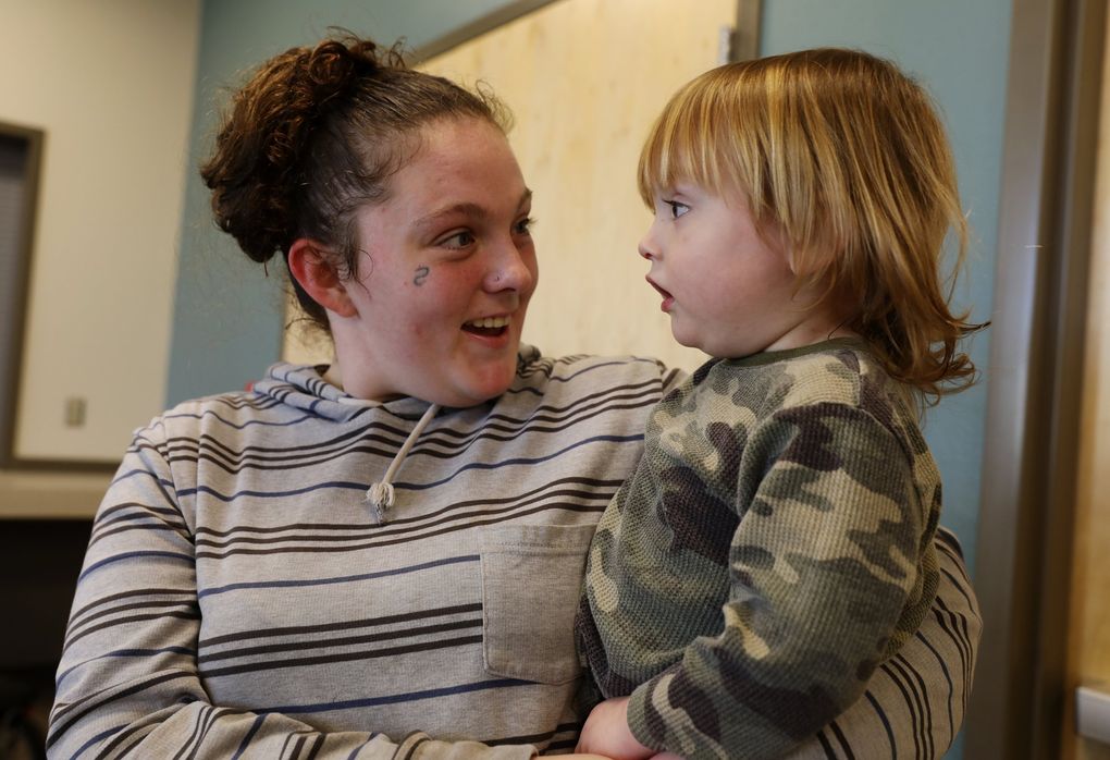 Miranda May, 23, at the Salvation Army with her nearly 2-year-old son in Bremerton. (Ken Lambert / The Seattle Times)