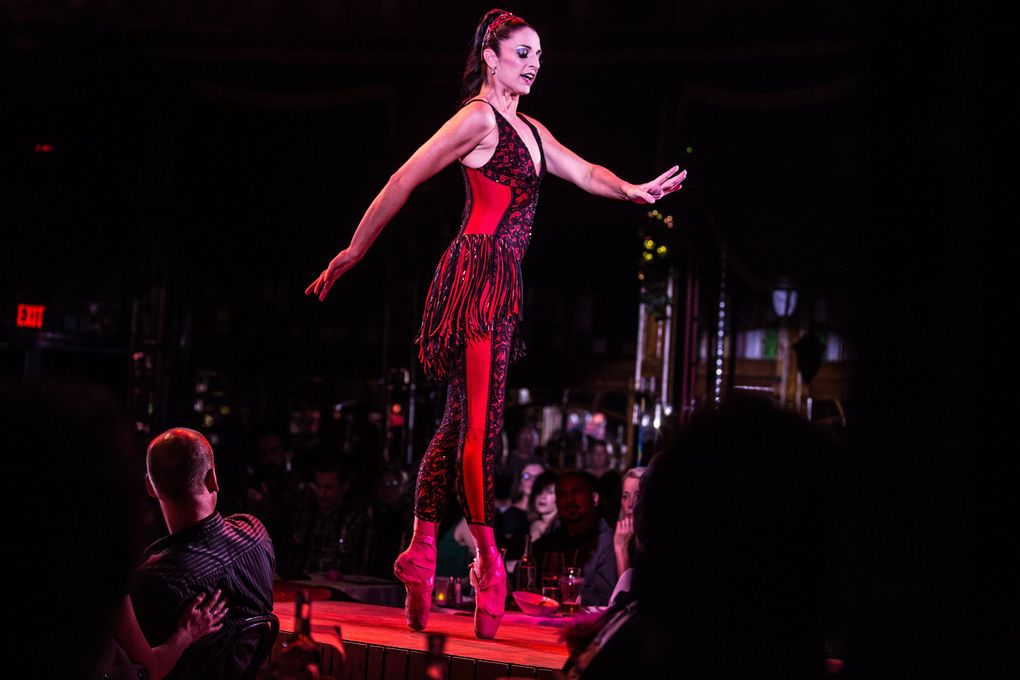 Lallone’s seven-year association with ZinZanni began shortly after her final PNB performance — “literally the situation of when one door closes, another one opens,” she said. Here she peforms in “Hollywood & Vine.” (Rebekah Welch / The Seattle Times)