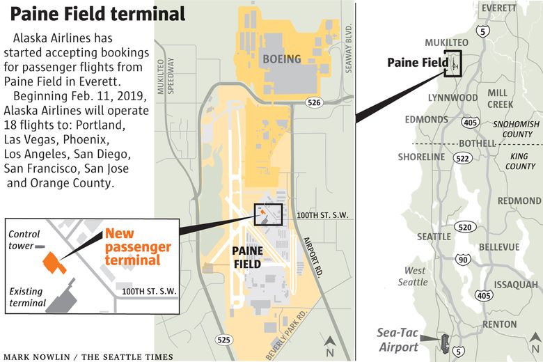 Paine Field Noise Map Alaska Airlines Starts Taking Reservations For Flights Out Of Everett's Paine  Field | The Seattle Times